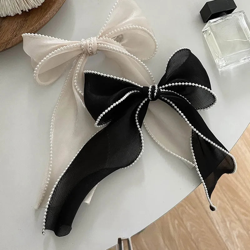 Pearl Elegance Hair Bow Clips