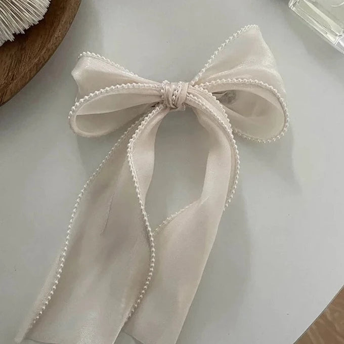 Pearl Elegance Hair Bow Clips