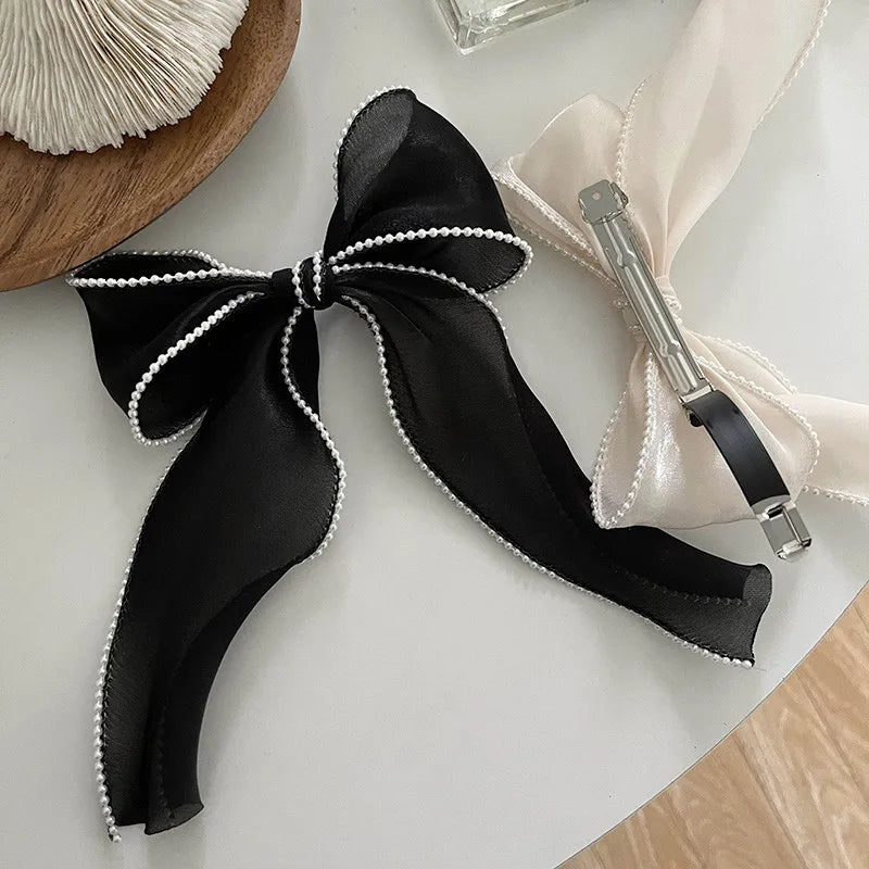 Pearl Elegance Hair Bow Clips