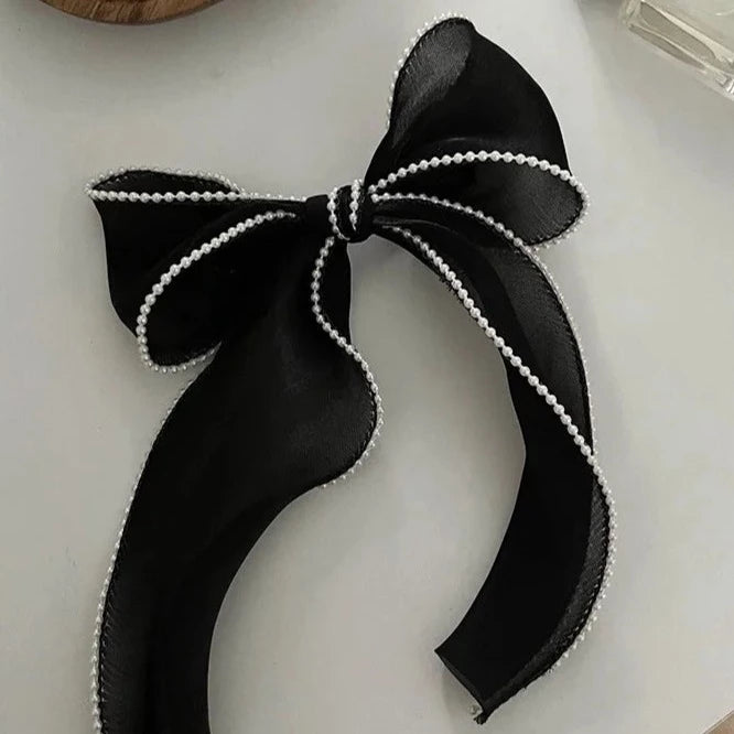 Pearl Elegance Hair Bow Clips