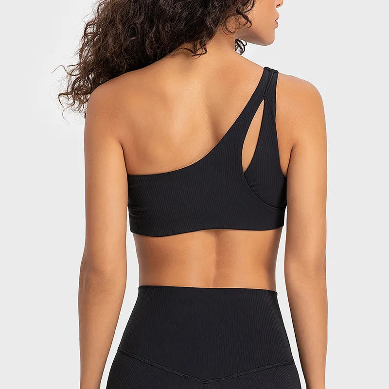 Ribbed Asymmetrical Yoga Bra