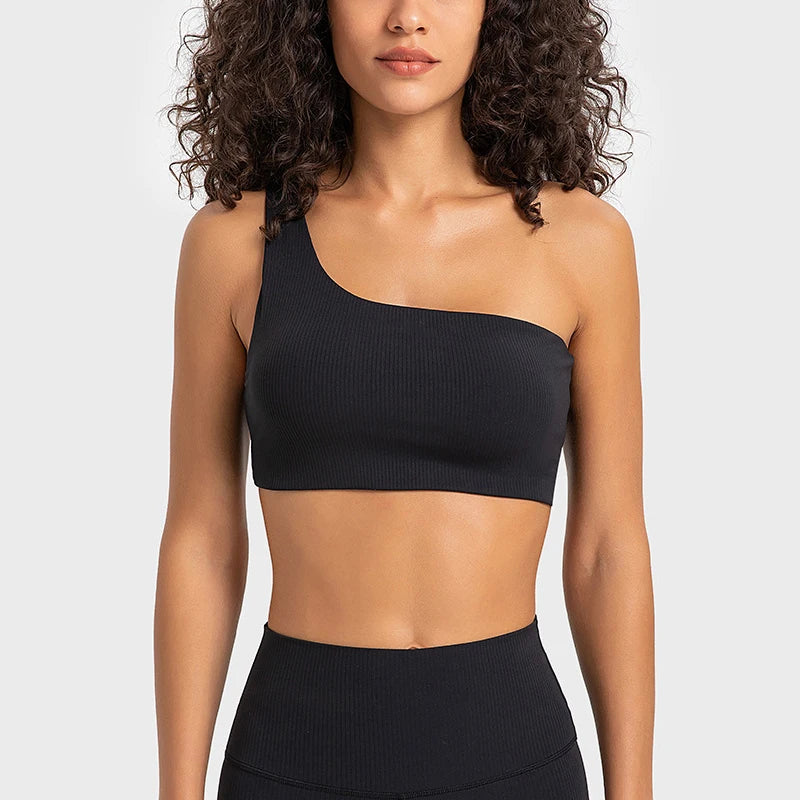 Ribbed Asymmetrical Yoga Bra