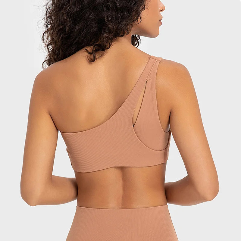Ribbed Asymmetrical Yoga Bra