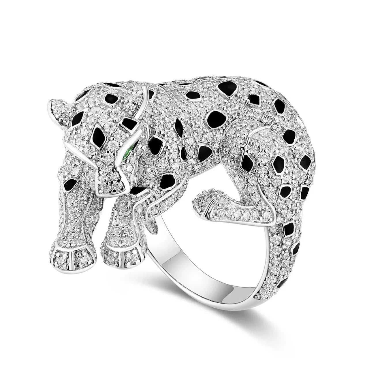 Black Spot Leopard Rings Sterling Silver