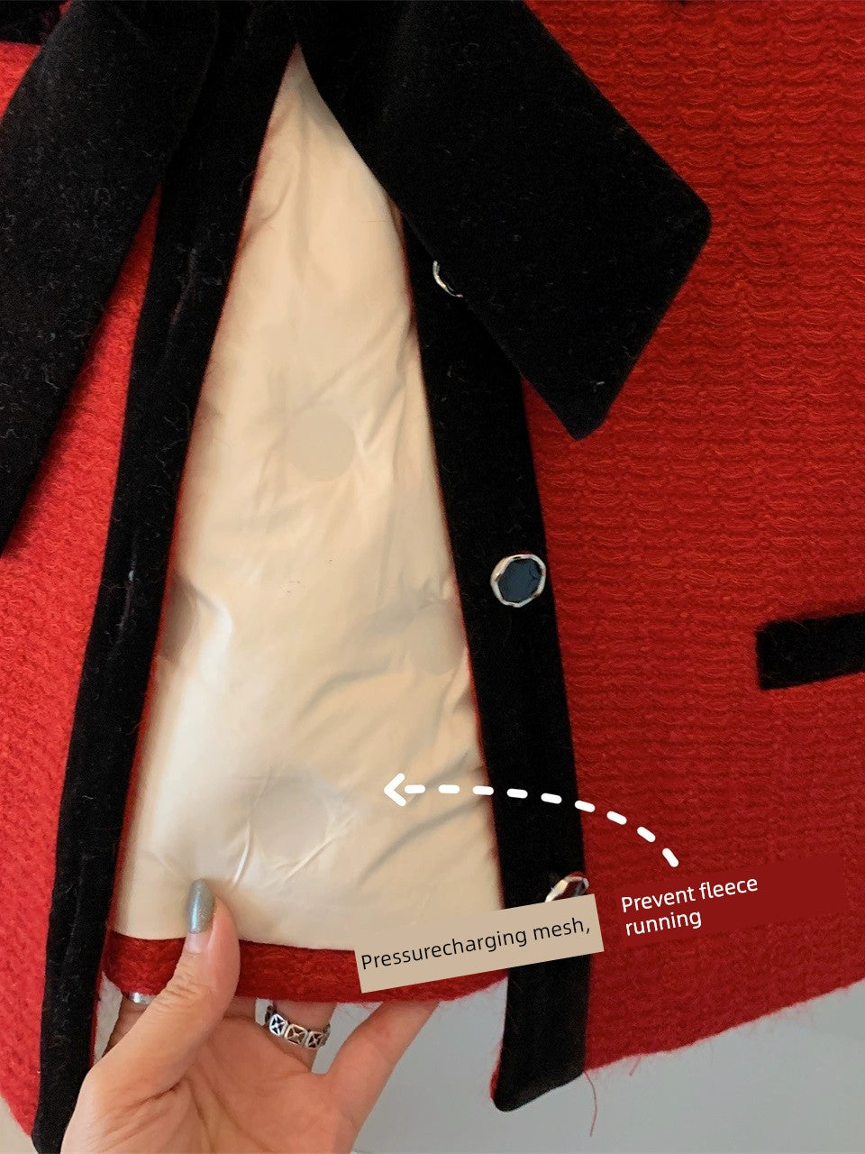 Western Style New Year Brushed Liner Fall Winter Coat Red Velvet