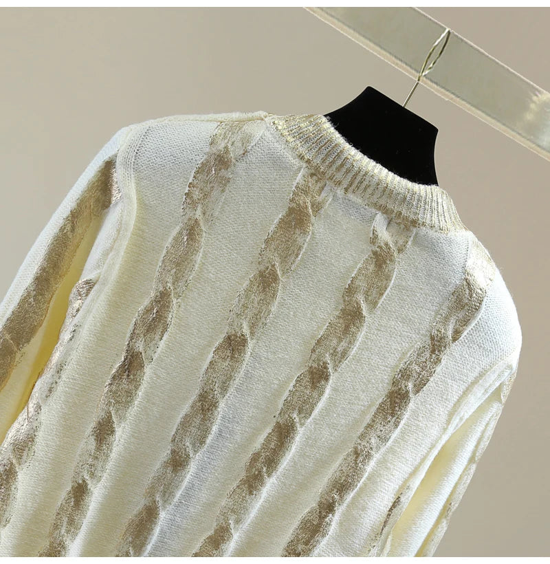 Metallic Cable Knit Sweater