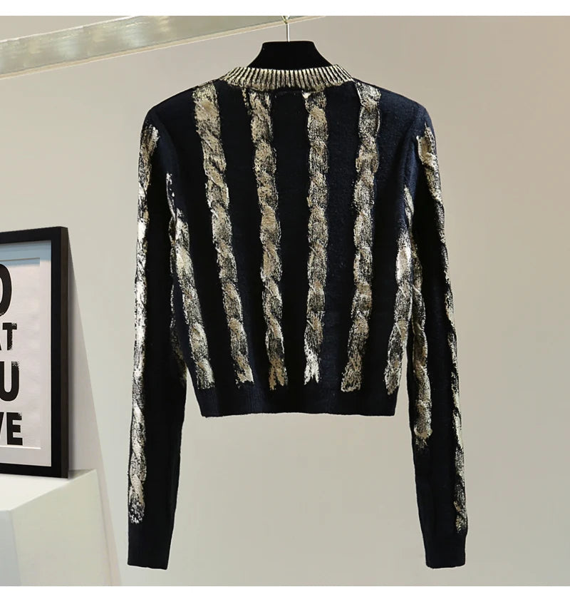 Metallic Cable Knit Sweater