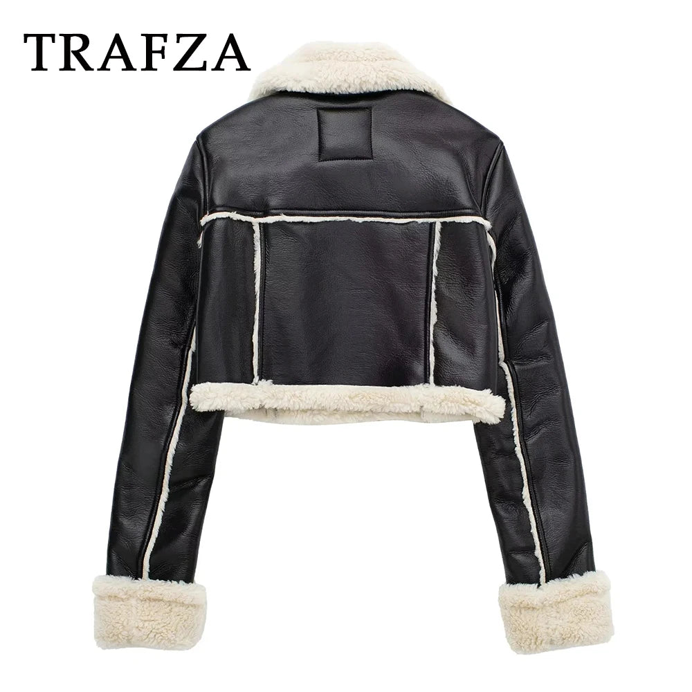 Leather Jackets Thick Fur Oversized