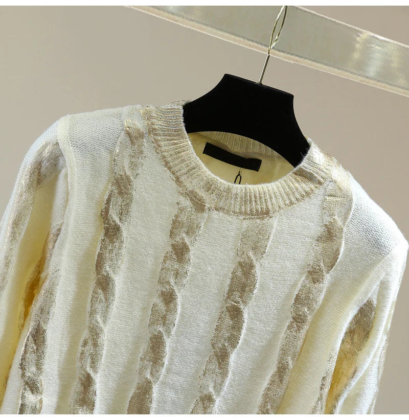 Metallic Cable Knit Sweater