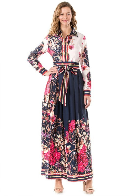 Midnight Floral Symphony Maxi Dress