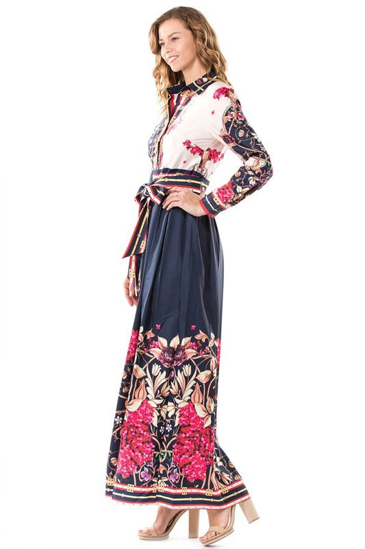 Midnight Floral Symphony Maxi Dress