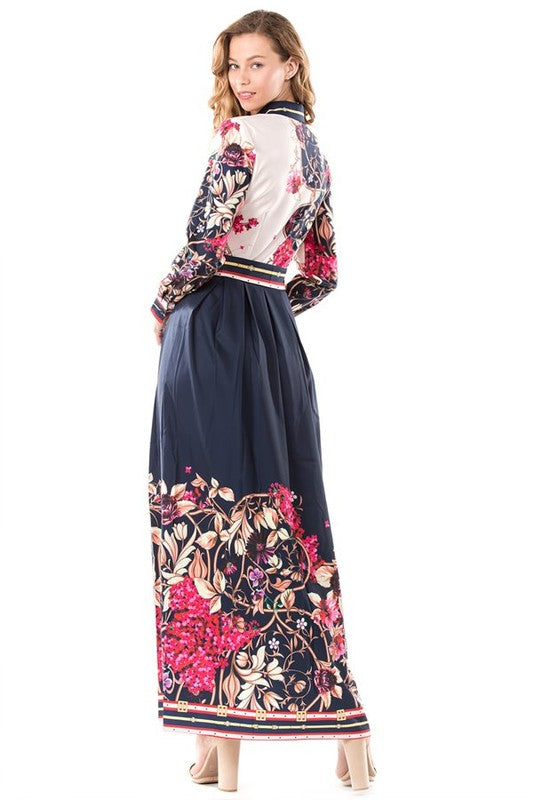 Midnight Floral Symphony Maxi Dress