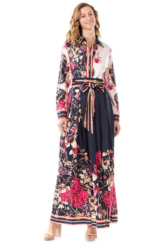 Midnight Floral Symphony Maxi Dress
