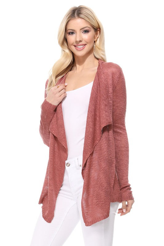 Draped Collar, Drape Front Sweater Cardigan