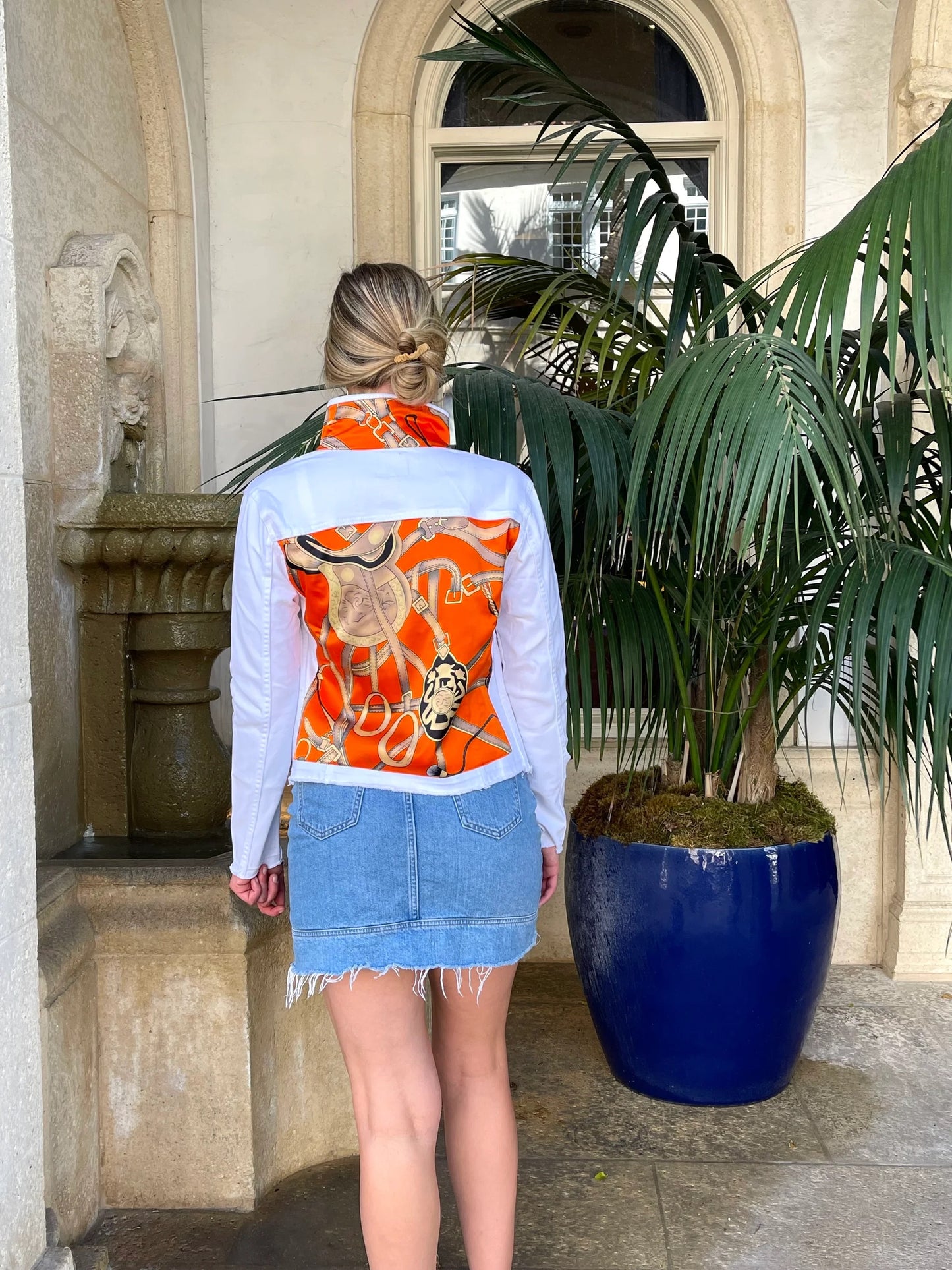 The White Denim Jacket / Orange Equestrian