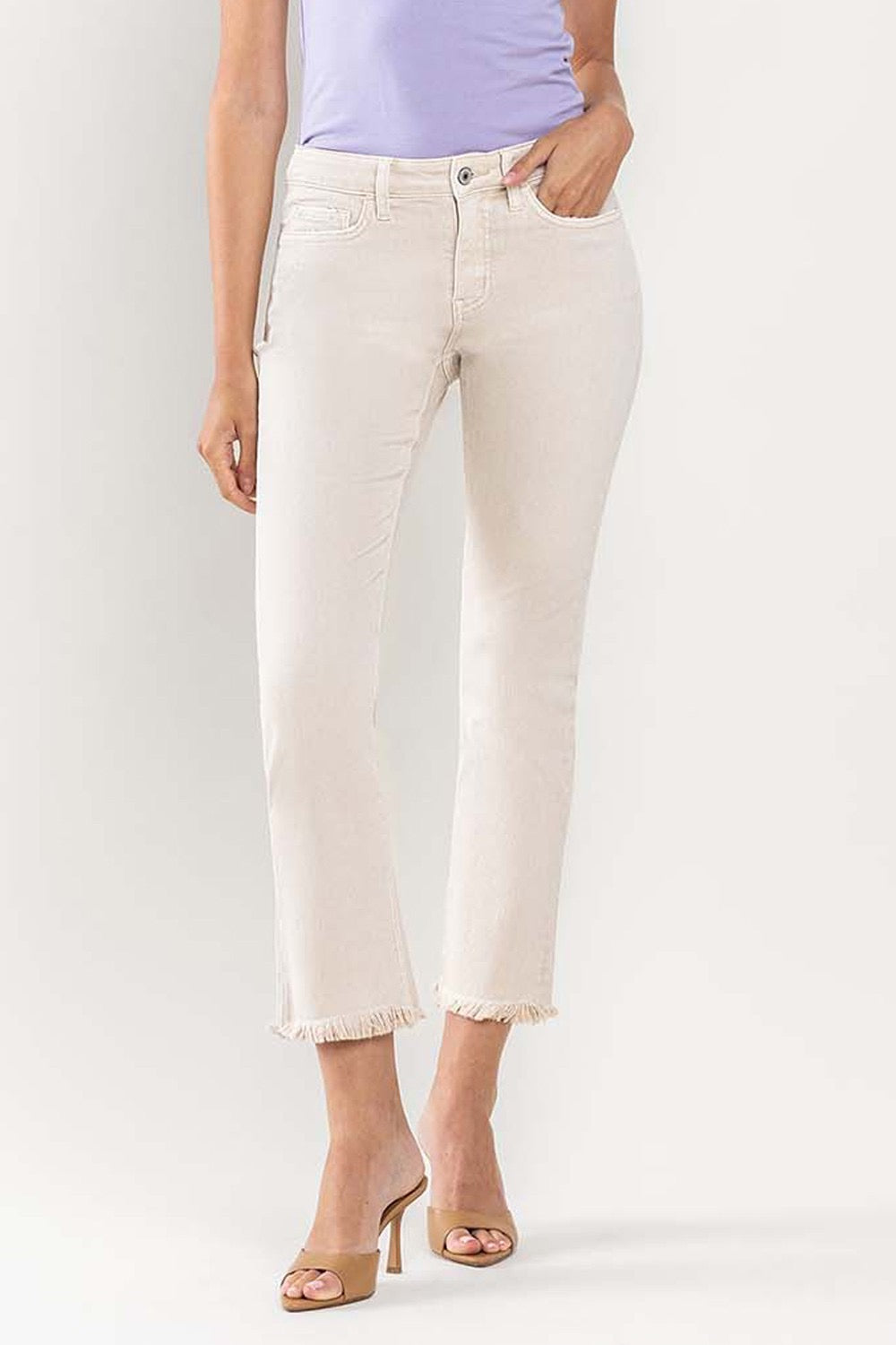 MID RISE CROP STRAIGHT JEANS