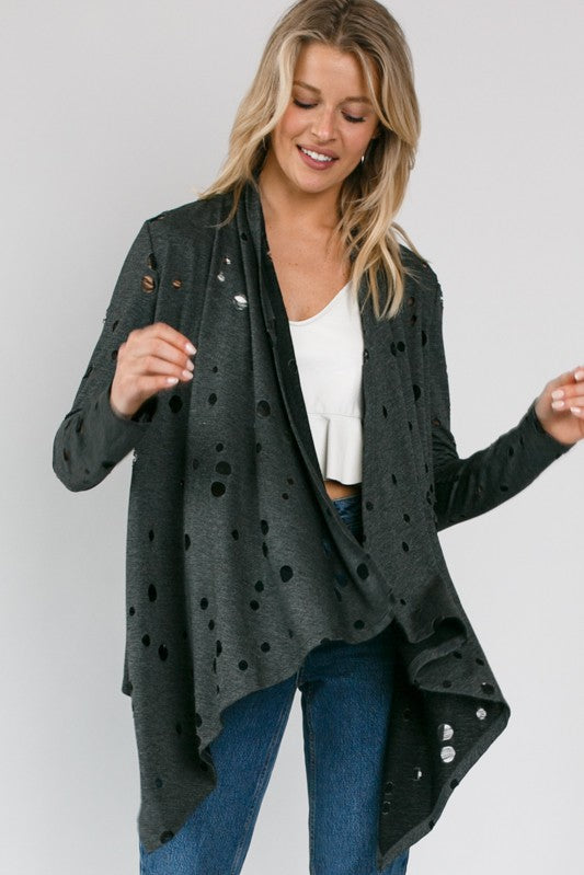 DISTRESSED CASCADE CARDIGAN