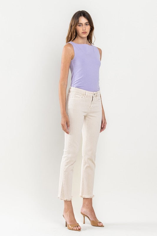 MID RISE CROP STRAIGHT JEANS