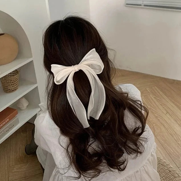 Pearl Elegance Hair Bow Clips