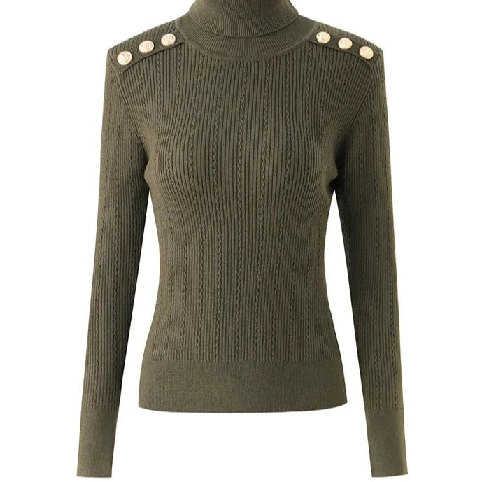 Knit Top with Gold Buttons