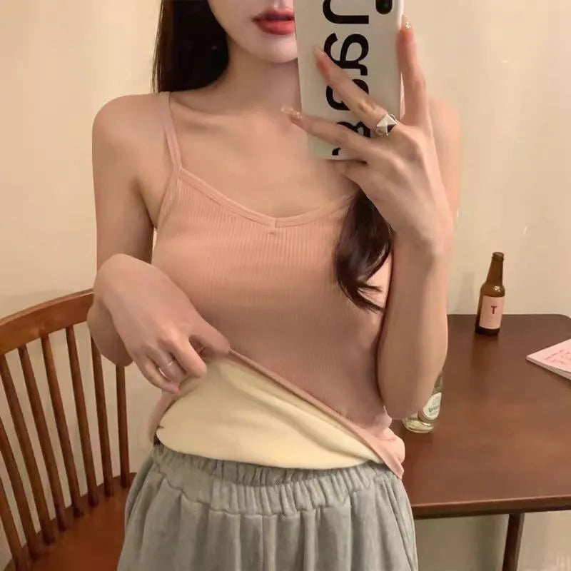 Warm Undershirt Women Thermal Tops Sleeveless Sexy Crop Top