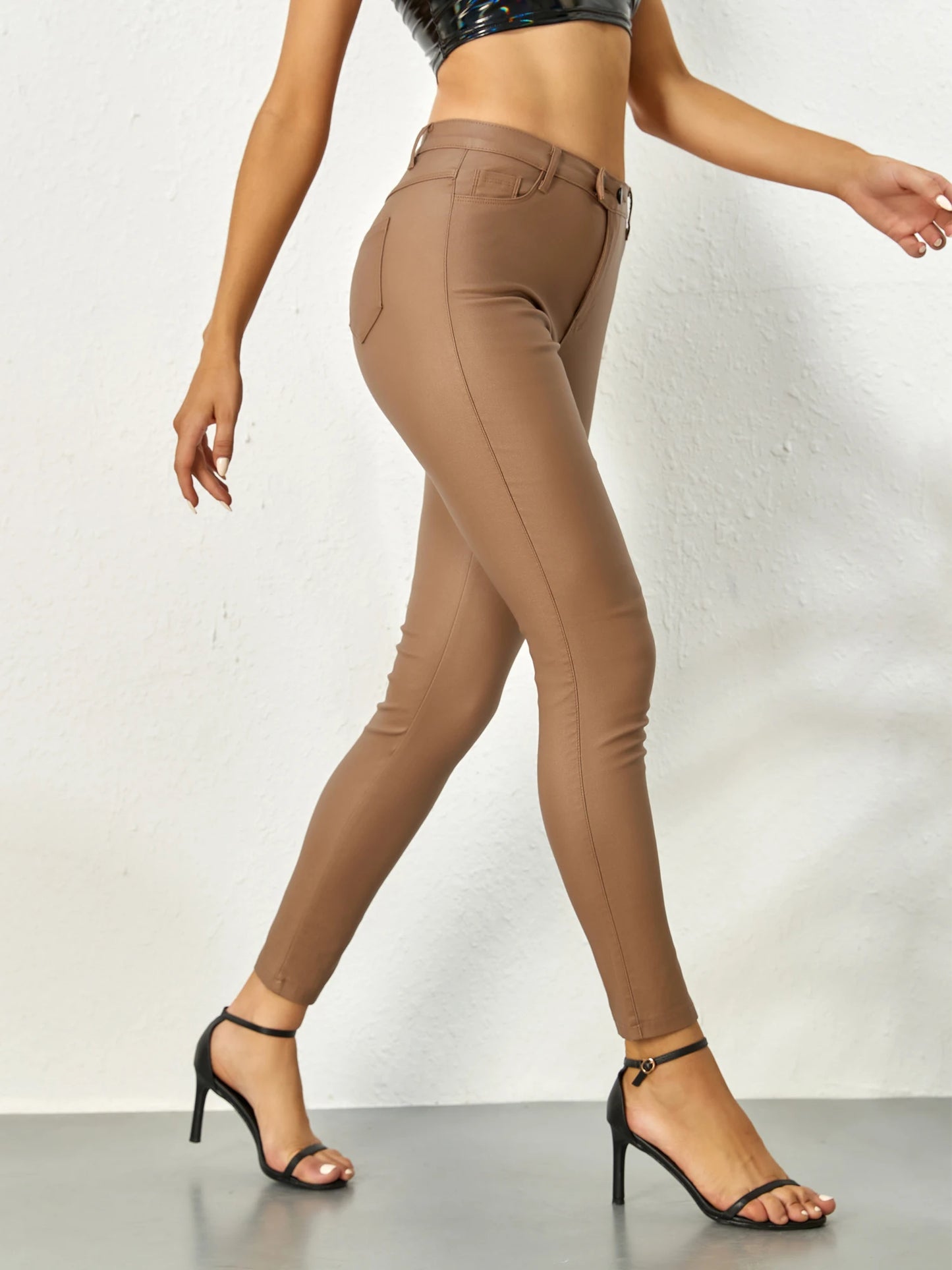 Slim Fit Leather Trousers