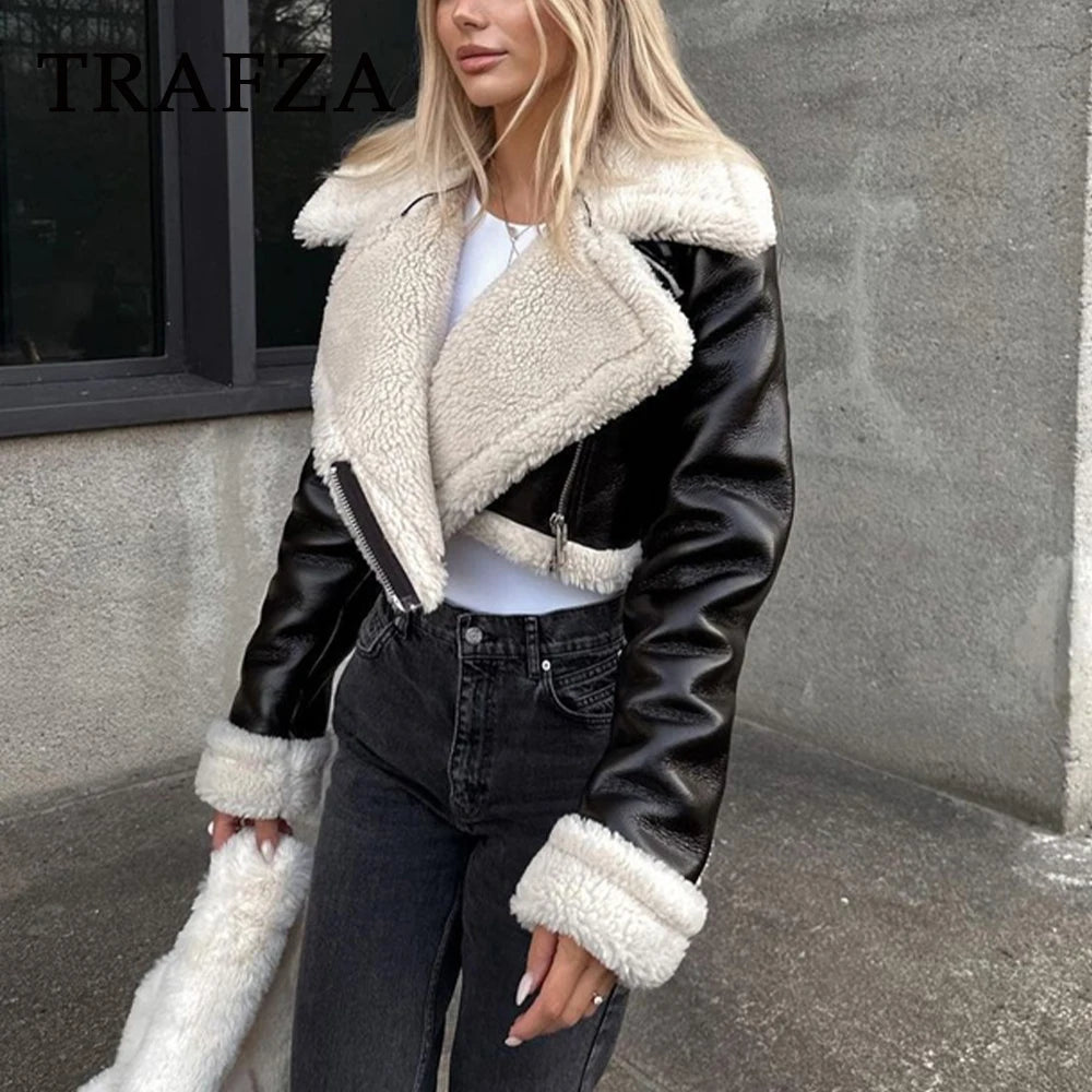 Leather Jackets Thick Fur Oversized