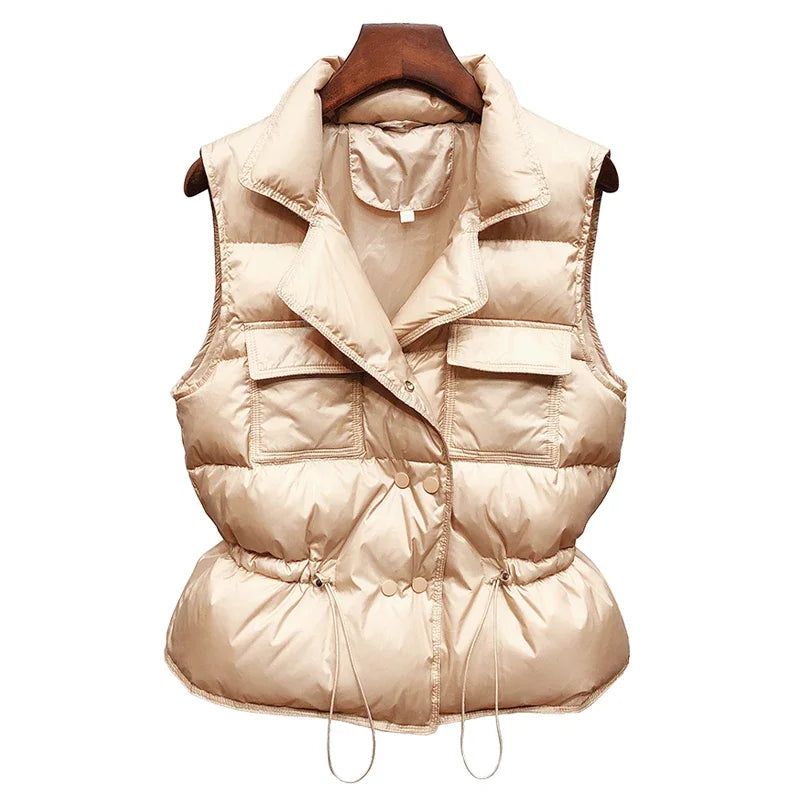 Cinched Waist Puffer Vest