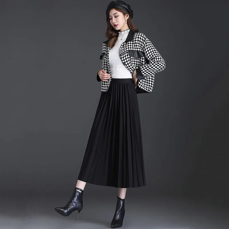 Autumn Pleated Midi Skirt