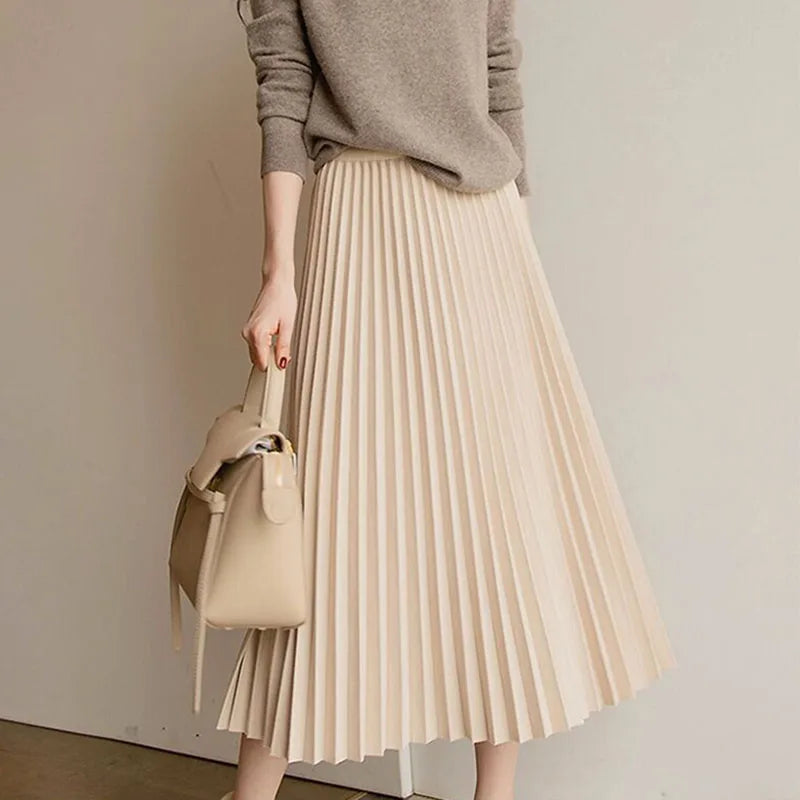 Autumn Pleated Midi Skirt