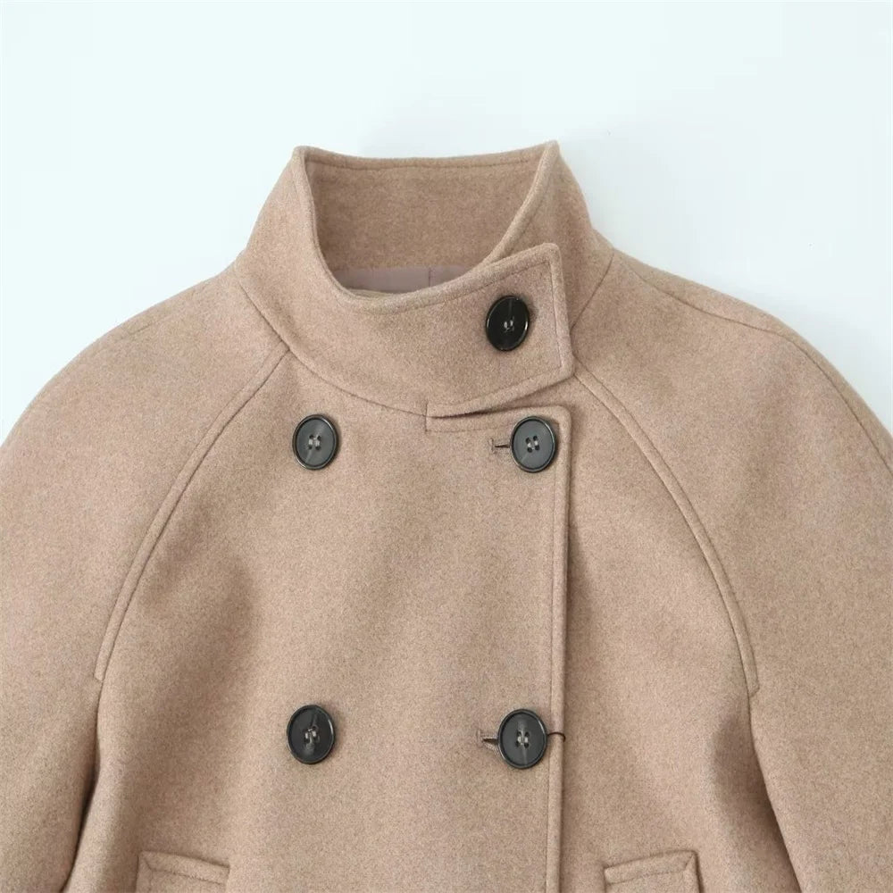 Stand Collar Wool Coat