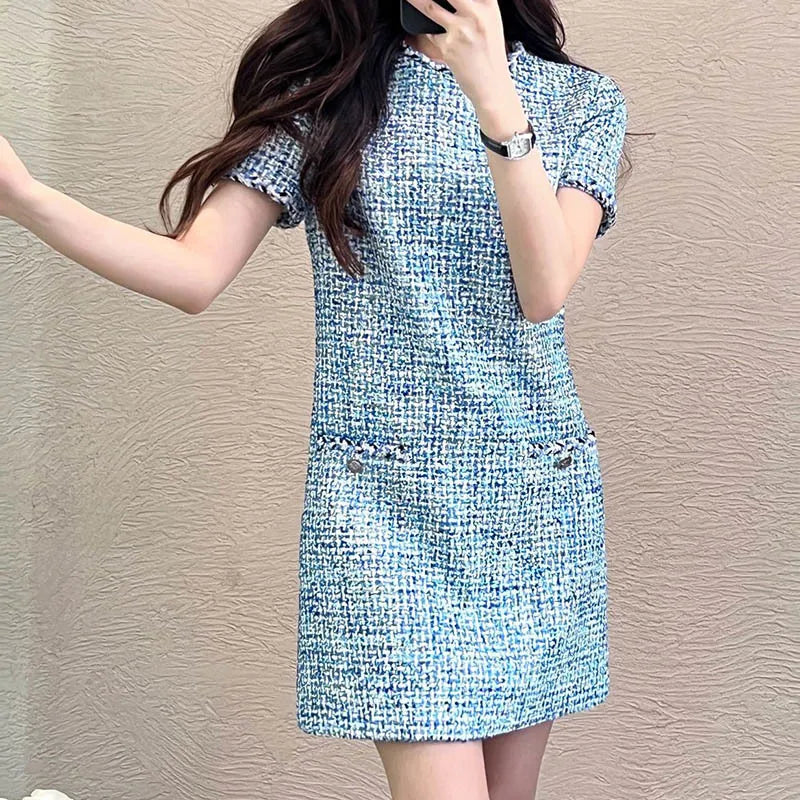 Mosaic Tweed Shift Dress