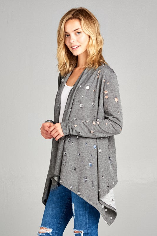 DISTRESSED CASCADE CARDIGAN